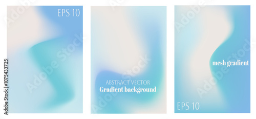 Abstract gradient mesh background set. Blurred vector blue banner. 
