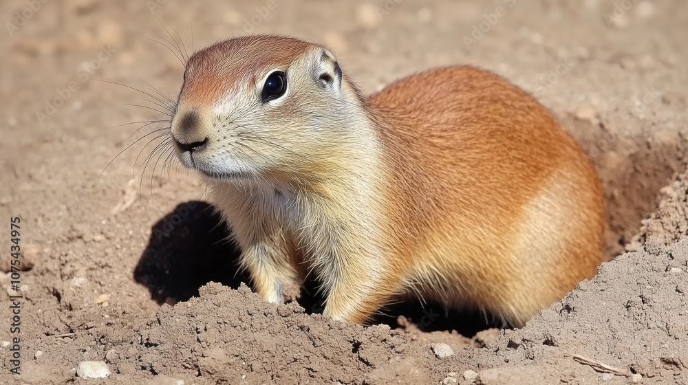 Naklejka premium prairie dog digging in ground, showcasing its natural habitat