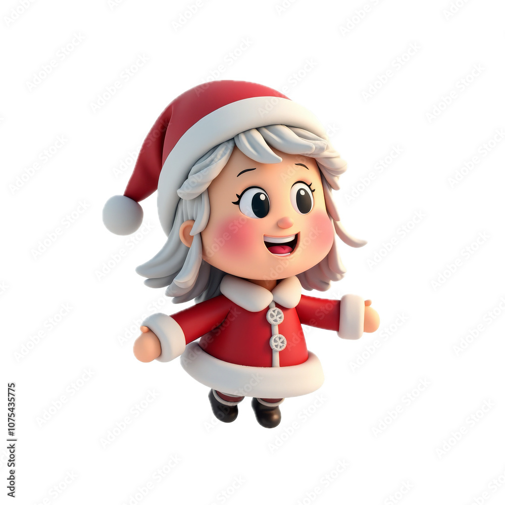 Mrs. Claus Emoji 🤶 3D Rendering Isolated on Snow-White Background, No Shadows, Floating Mrs. Claus Emoji 🤶 3D Rendering Isolated on Snow-White Background, No Shadows, Floating