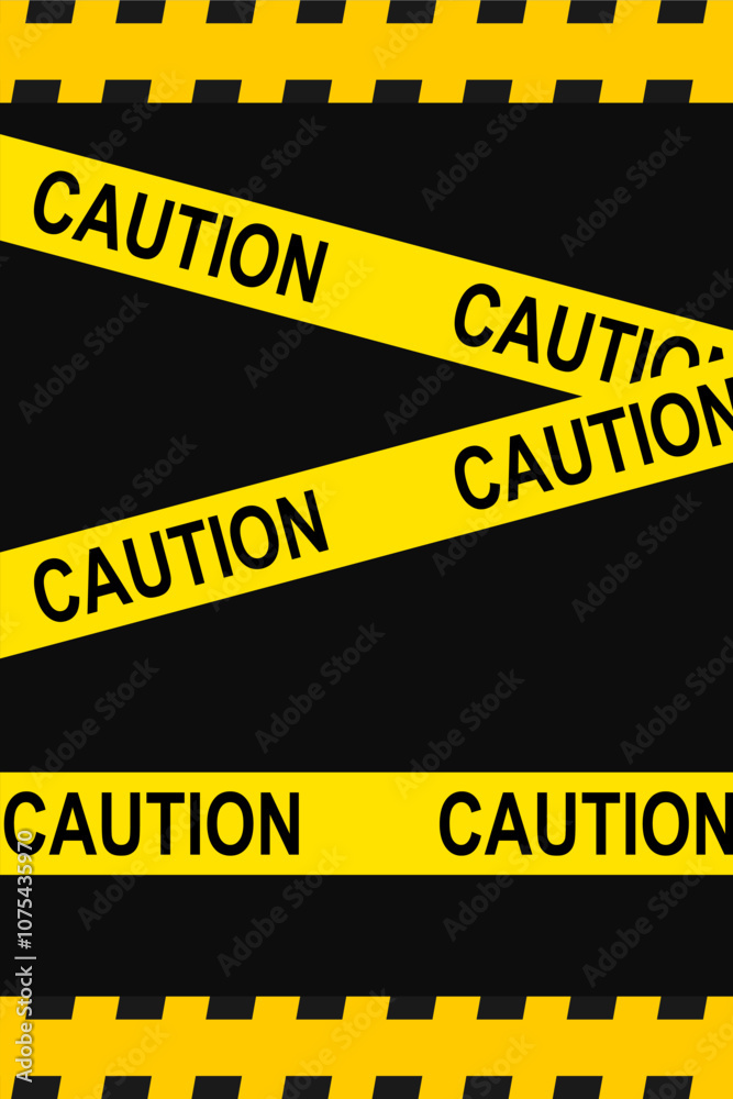 Fototapeta premium under construction background.Black and yellow police stripe border. Caution seamless tape