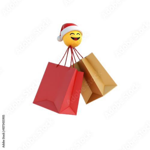 Shopping Bags Emoji 🛍️ 3D Rendering Isolated on Snow-White Background, No Shadows, Floating