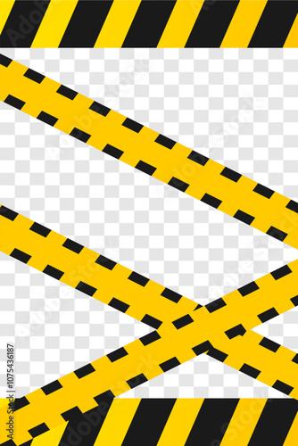 pattern with tapes.Warning tape stripe set. Police border yellow and black collection stripes. Barricade construction tape. Vector illustration isolated on white background