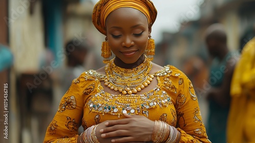 African Woman in Traditional Attire, Exquisite Culture and Fashion photo