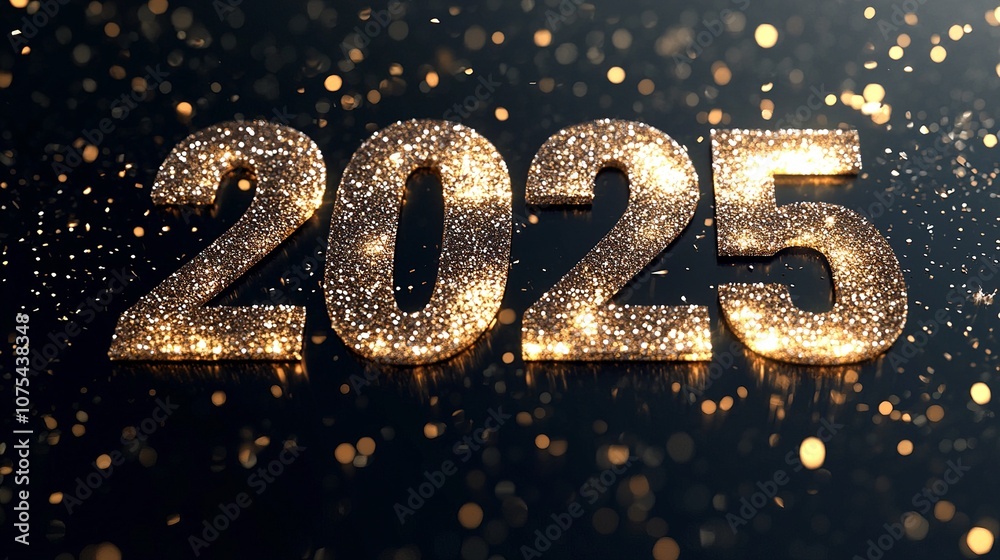 Celebratory 2025 text design with glowing accents Celebratory 2025 text design with glowing accents