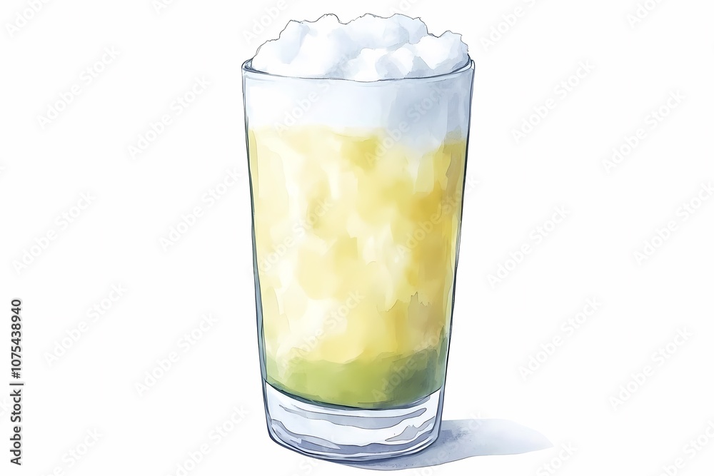 Refreshing Cold Beverage in Glass with Foam Topping and Layered Color, Perfect for Summer Parties, Celebrations, or Relaxing by the Poolside, Captivating and Appealing to All Refreshing Cold Beverage in Glass with Foam Topping and Layered Color, Perfect for Summer Parties, Celebrations, or Relaxing by the Poolside, Captivating and Appealing to All