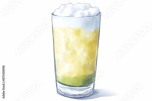 Wallpaper Mural Refreshing Cold Beverage in Glass with Foam Topping and Layered Color, Perfect for Summer Parties, Celebrations, or Relaxing by the Poolside, Captivating and Appealing to All Torontodigital.ca