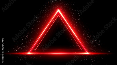 Neon red triangular light beams converging in a futuristic space on a black background, creating a sense of depth and energy