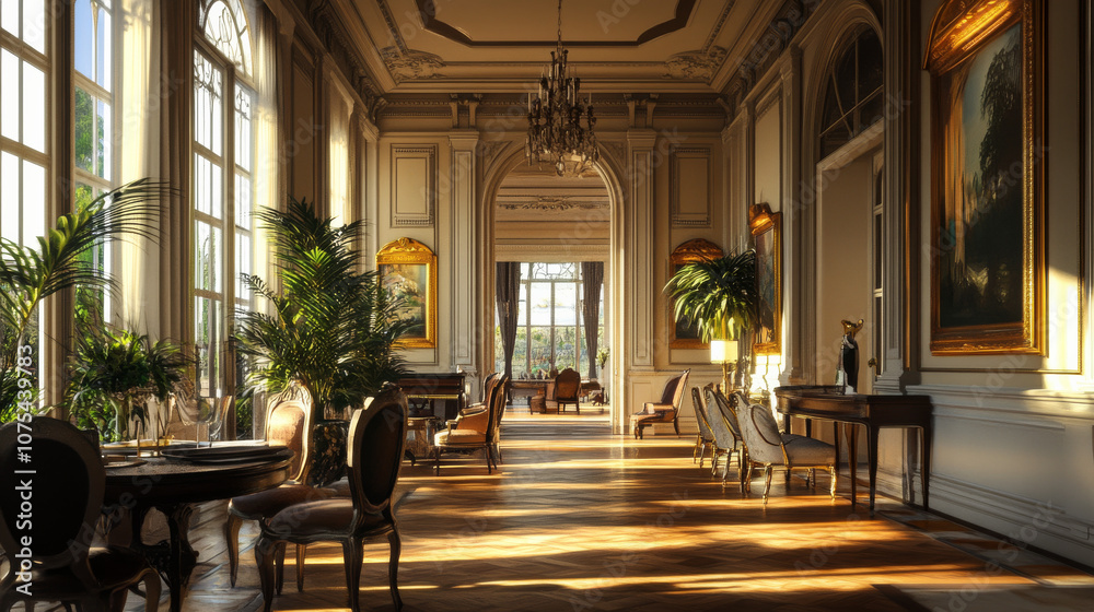 Interior view of a luxury villa with elegant furnishings