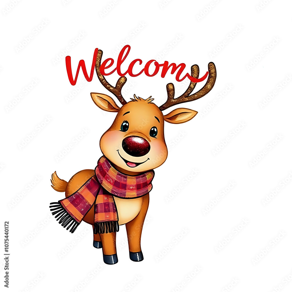Cute Reindeer with Scarf Welcoming the Holidays Cute Reindeer with Scarf Welcoming the Holidays