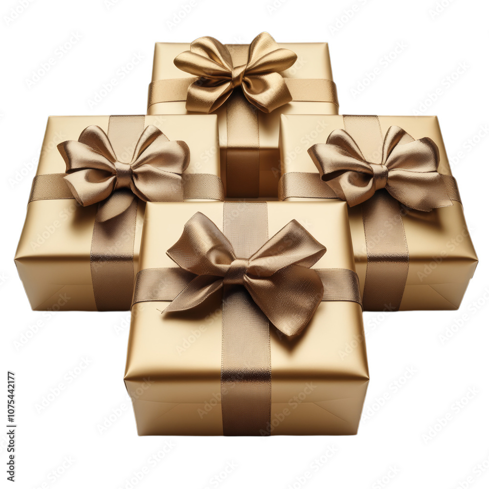 Golden Gift Boxes with Elegant Bows: Perfect for Holiday Celebrations Golden Gift Boxes with Elegant Bows: Perfect for Holiday Celebrations