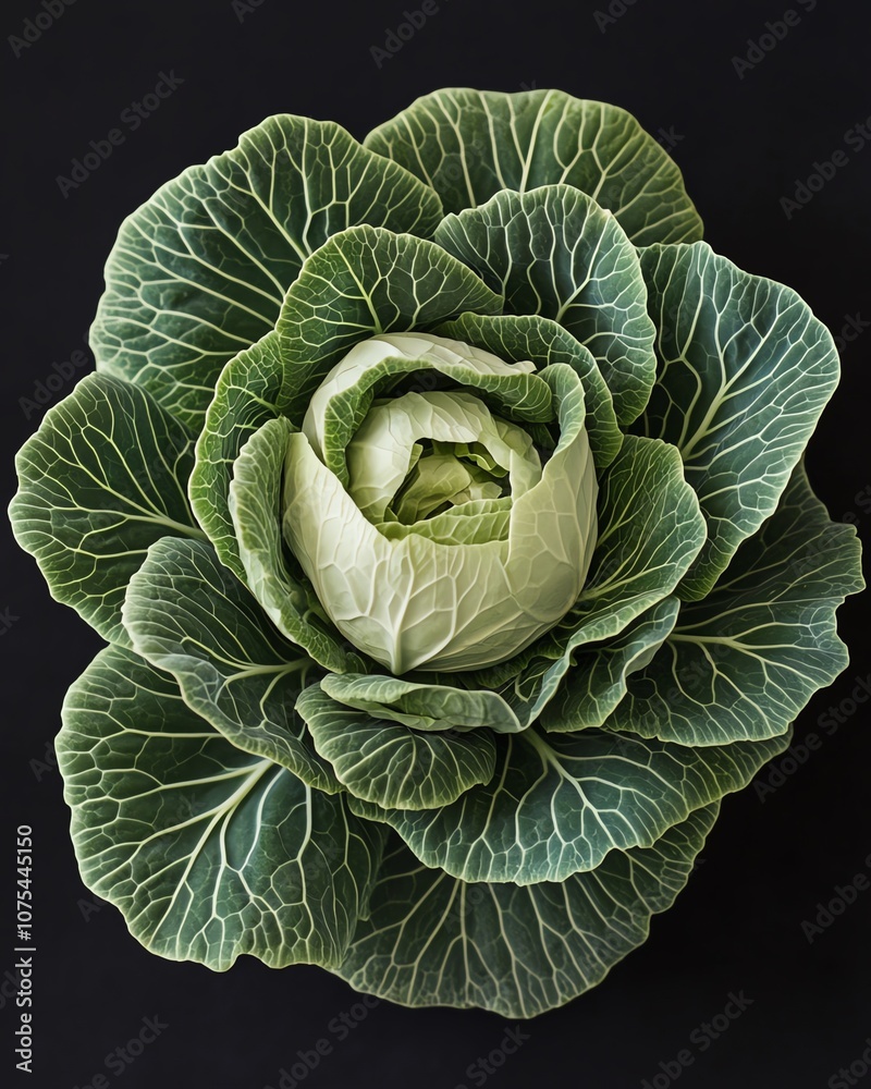 Obraz premium Fresh green cabbage with layered leaves isolated on white