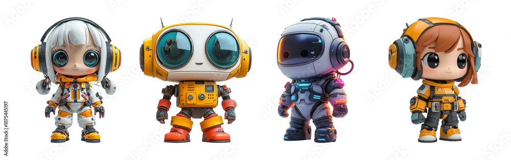 Cute Cartoon Robots and Astronauts Characters Collection Cute Cartoon Robots and Astronauts Characters Collection