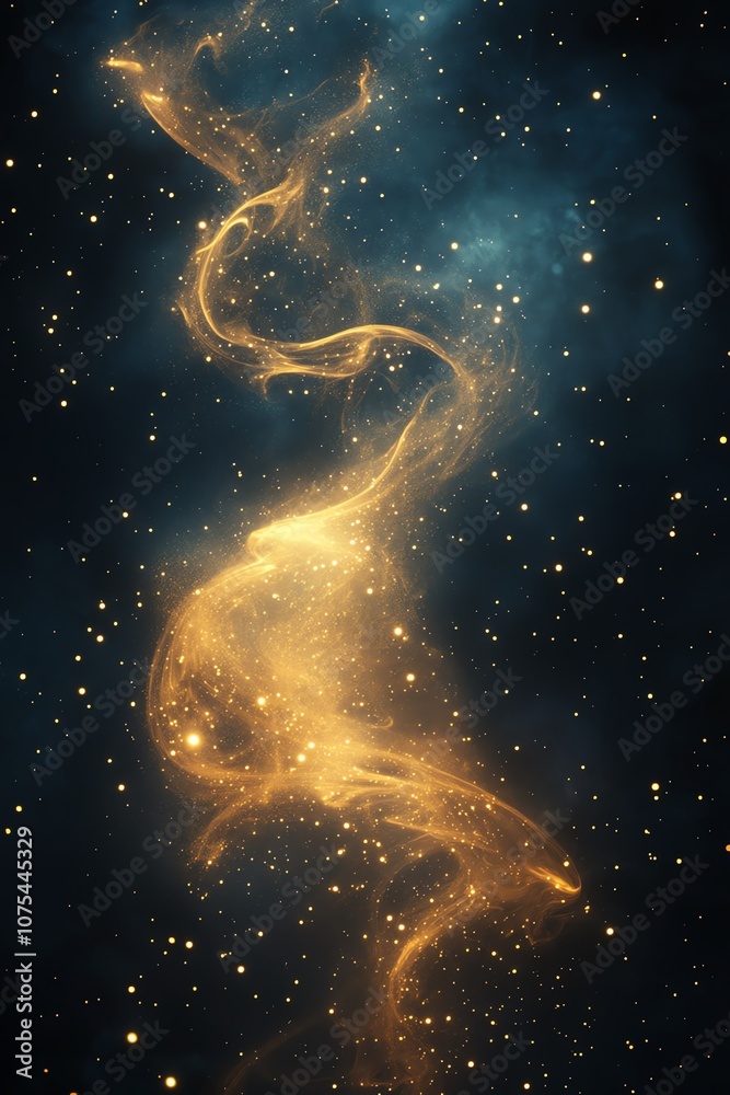 Glowing gold dust particles against a dark, magical backdrop Glowing gold dust particles against a dark, magical backdrop