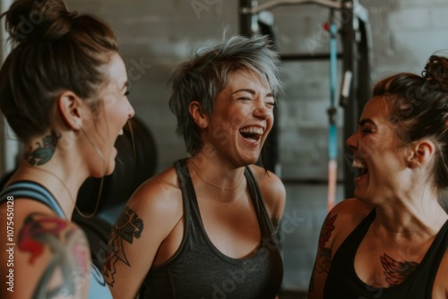 Candid group of women laughing after gym workout