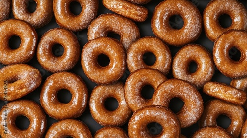 Glazed Donuts. Aesthetic Sweet Treats. Food photography of dessert. Donuts pattern.