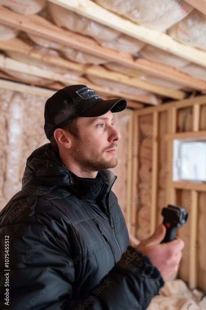 Homeowner Using Thermal Camera to Inspect Basement Insulation for Energy Efficiency Homeowner Using Thermal Camera to Inspect Basement Insulation for Energy Efficiency