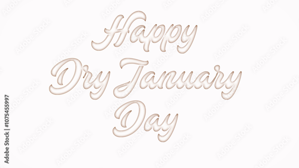 Happy Dry January with plastic style text effect on white background Happy Dry January with plastic style text effect on white background