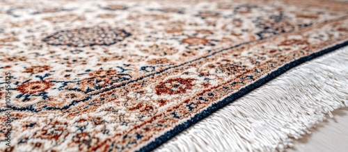 Classic machine made carpet featuring intricate patterns on a clean white background perfect for interior design and home decor