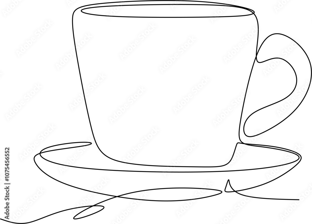 Continuous line drawing of a cup.
