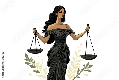 Lady Justice holding her scales determined justice balance illustration background