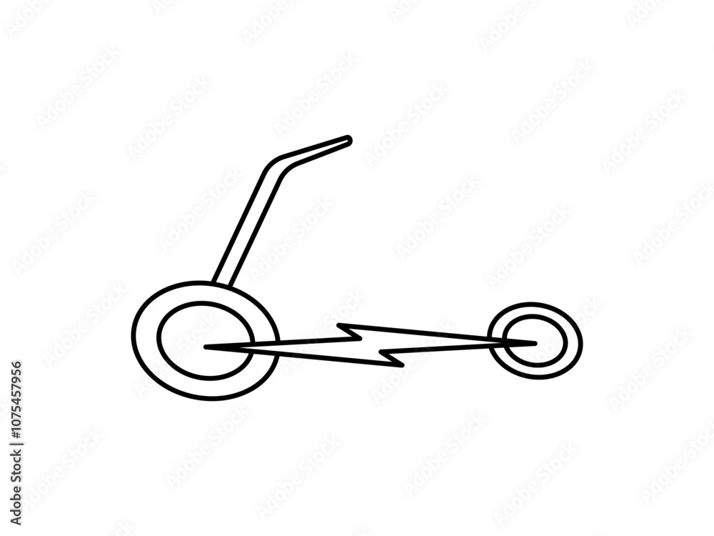 Electric bicycle icon. Black cable electrical bike contour and plug charging symbol. Eco friendly electro cycle vehicle sign concept. Vector battery powered e-bike transportation eps illustration