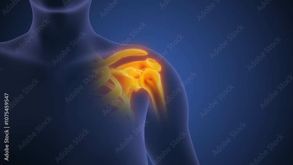 Medical concept of the human shoulder pain syndrome animation Medical concept of the human shoulder pain syndrome animation