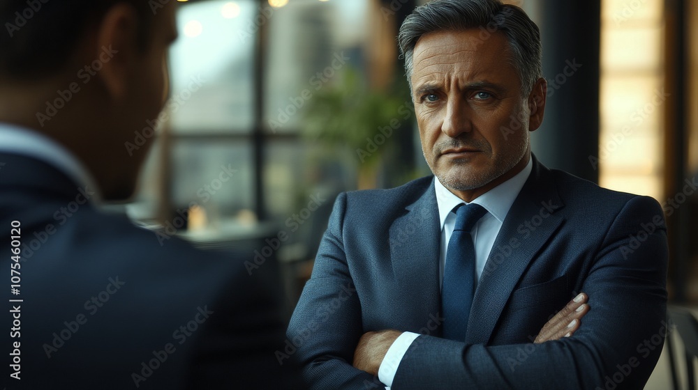 Confident Businessman with Arms Crossed, Looking at the Camera Confident Businessman with Arms Crossed, Looking at the Camera