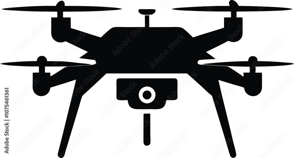 Drone silhouette vector, drone camera icon black silhouette Drone silhouette vector, drone camera icon black silhouette