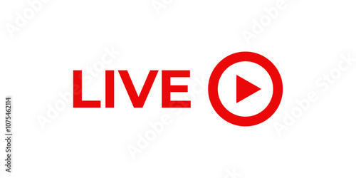 Online live stream logo. Red video broadcast icon.