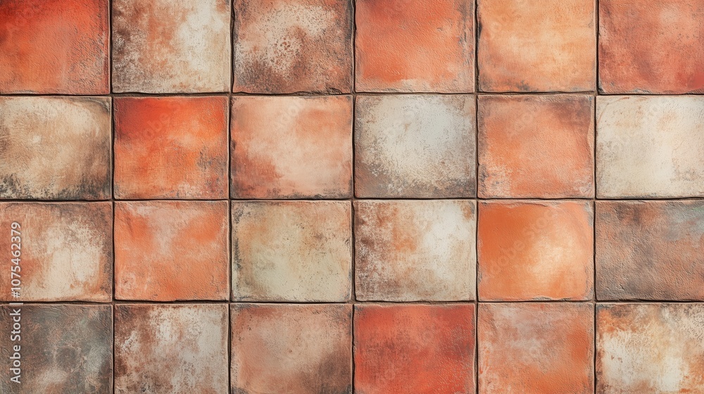 A brick wall with a brown and white color pattern. The wall is made up of many small square tiles A brick wall with a brown and white color pattern. The wall is made up of many small square tiles