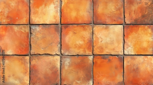 A brick wall with a brown and white color pattern. The wall is made up of many small square tiles