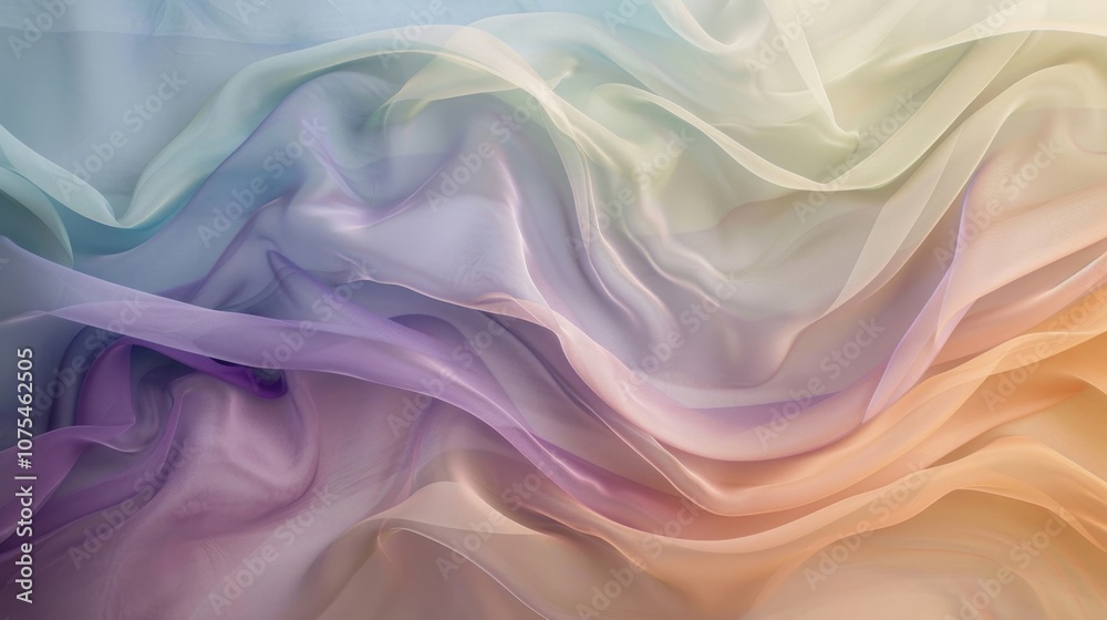 Pastel Dream: Soft, flowing fabric in a gradient of pastel colors creates a dreamy, ethereal texture. Perfect for backgrounds, fashion, and design projects. Pastel Dream: Soft, flowing fabric in a gradient of pastel colors creates a dreamy, ethereal texture. Perfect for backgrounds, fashion, and design projects.