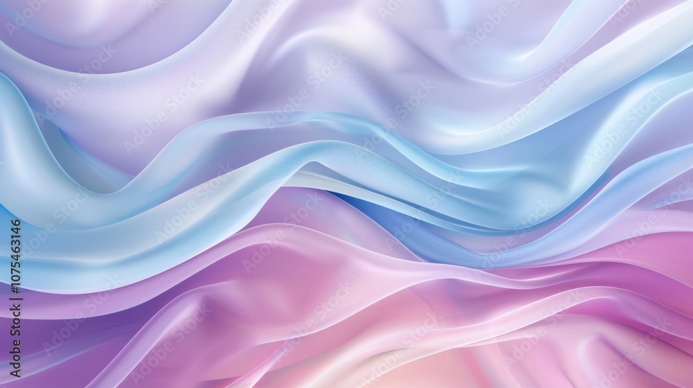 Obraz premium Pastel Dreams: A soft and dreamy abstract background of layered chiffon fabric in pastel shades of pink, blue, and purple, evoking a sense of tranquility and ethereal beauty.