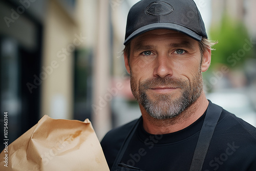 A Delivery Guy Wearing A Br...