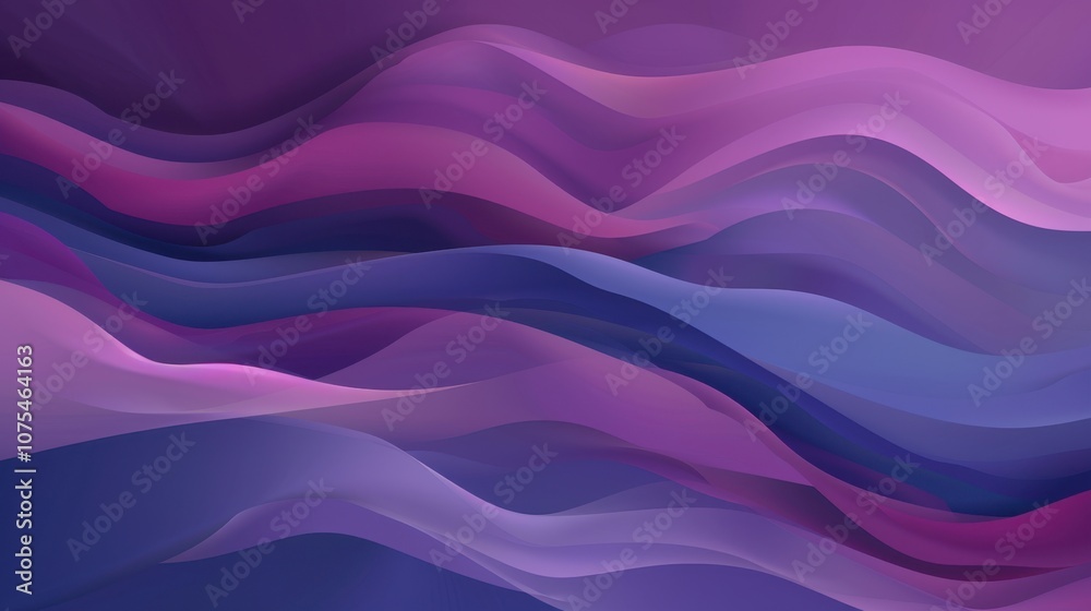 Obraz premium Abstract Purple and Blue Waves: A mesmerizing digital art background featuring flowing abstract waves in shades of purple and blue. The smooth.
