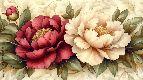 Pattern Featuring Peony Flo...