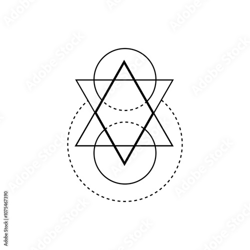 Simple black triangle with occult lines, representing spiritual connection and eternal symbols. Perfect for masonic or ritualistic designs.