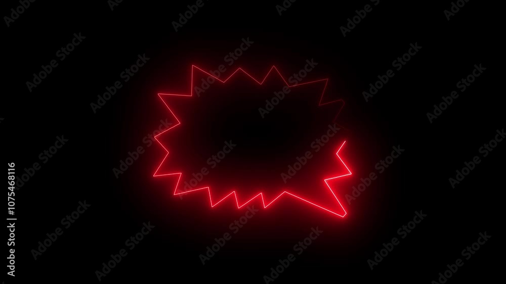Thought icon animation by red color neon on black background.