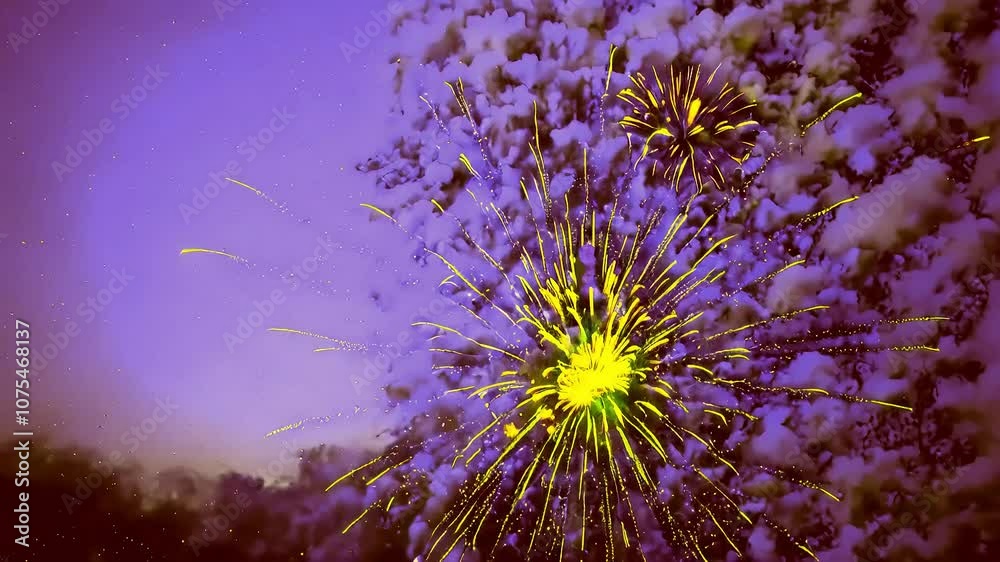 A vibrant display of fireworks lighting up the night sky with sparks and colors. A vibrant display of fireworks lighting up the night sky with sparks and colors.