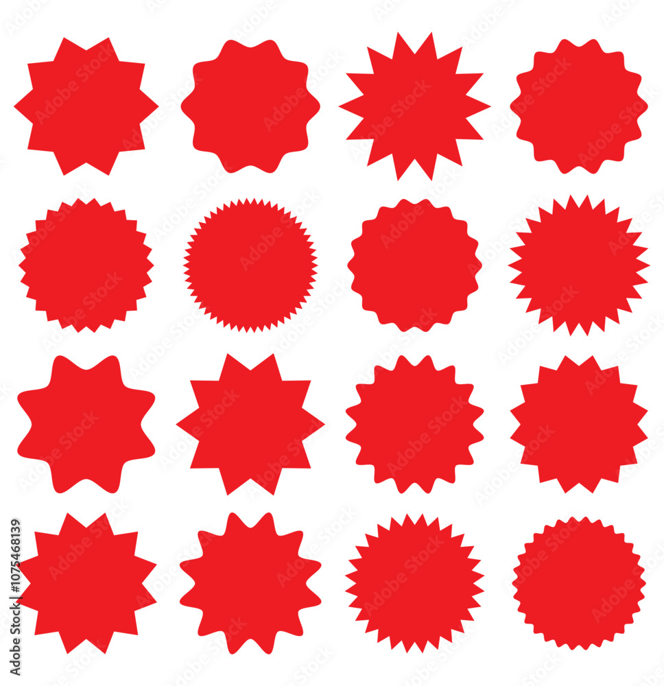 Set of black price sticker, sale or discount sticker, sunburst badges icon. Stars shape with different number of rays. Special offer price tag. Set of black price sticker, sale or discount sticker, sunburst badges icon. Stars shape with different number of rays. Special offer price tag.