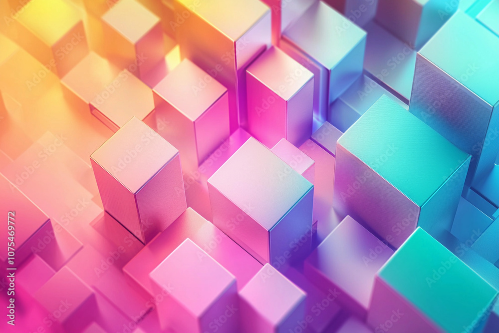 Colorful 3D cubes arranged in a vibrant pattern with soft lighting Colorful 3D cubes arranged in a vibrant pattern with soft lighting
