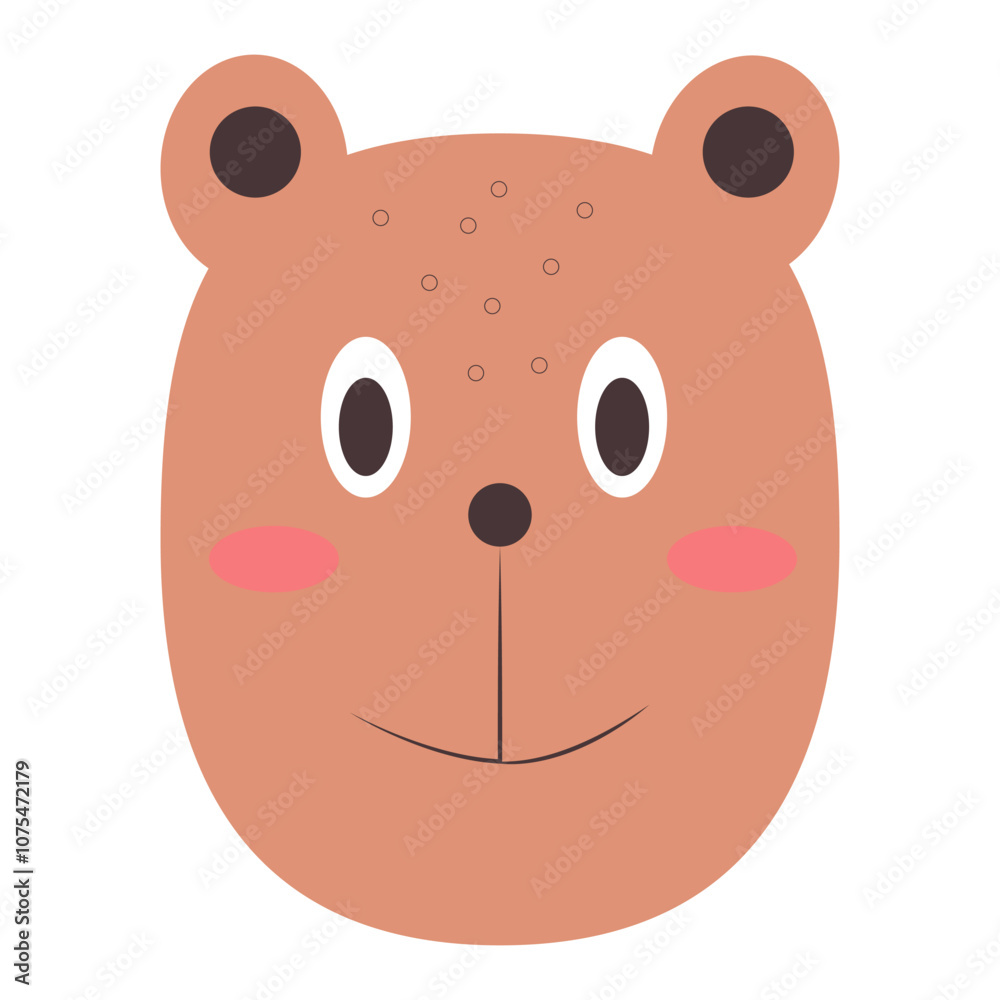 Vector of a simple cartoon bear face with a friendly smile. Vector of a simple cartoon bear face with a friendly smile.