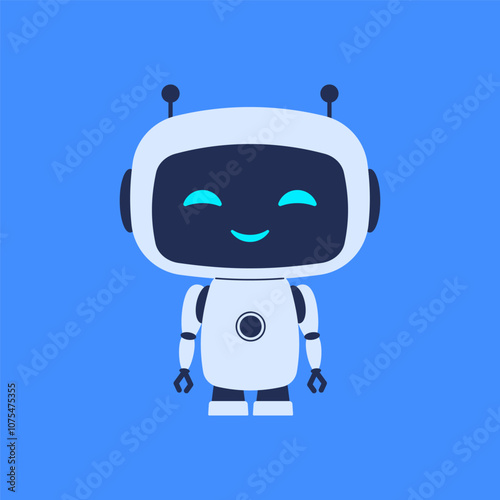 Cheerful cute robot. Vector illustration for tech-themed designs, AI concepts, and playful, futuristic projects