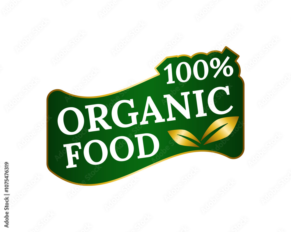 Eco label template featuring natural elements like leaves and ribbons, ideal for promoting vegan, organic, and healthy food products with a quality stamp.