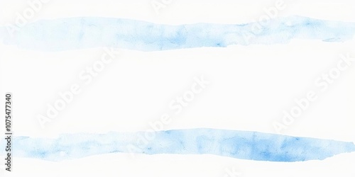 Delicate blue watercolor brushstrokes creating a dreamy effect on a pristine white surface, watercolorpaint, serene, calm photo