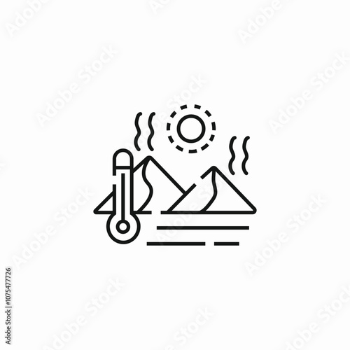 hot temperature desert icon sign vector