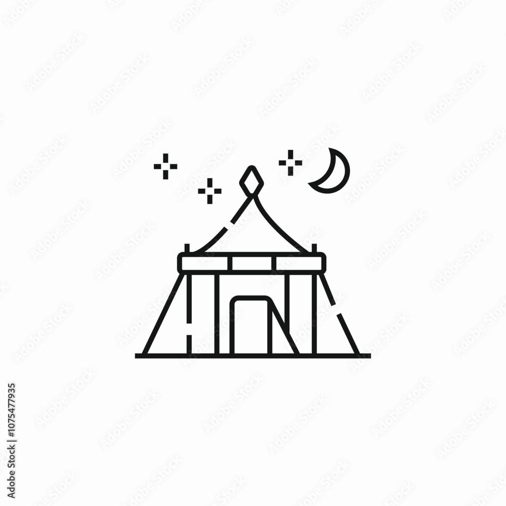 night desert camping tent icon sign vector night desert camping tent icon sign vector