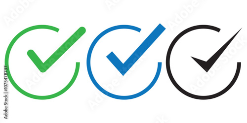 Check mark icon button set. Check box icon with right and wrong buttons and yes or no checkmark icons in green tick box and red cross. Isolated checkmark symbol, right and wrong sign concept.