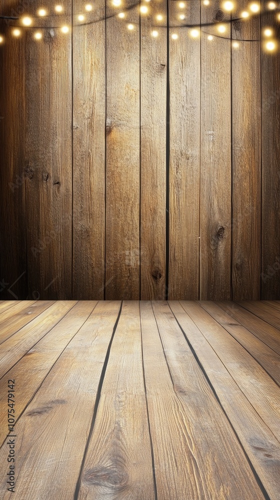 Cozy rustic wooden backdrop adorned with twinkling string lights for night celebrations and intimate gatherings Cozy rustic wooden backdrop adorned with twinkling string lights for night celebrations and intimate gatherings