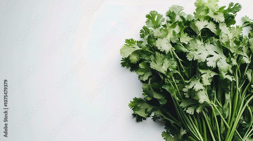 Fresh Bunch of Cilantro Isolated on a White Background Perfect for Culinary and Food-Related Projects or Healthy Lifestyle Promotions Fresh Bunch of Cilantro Isolated on a White Background Perfect for Culinary and Food-Related Projects or Healthy Lifestyle Promotions
